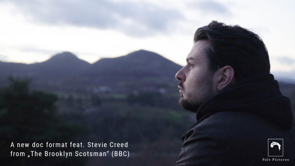Rapper Stevie Creed looks at the scenery in the Scottish borders area